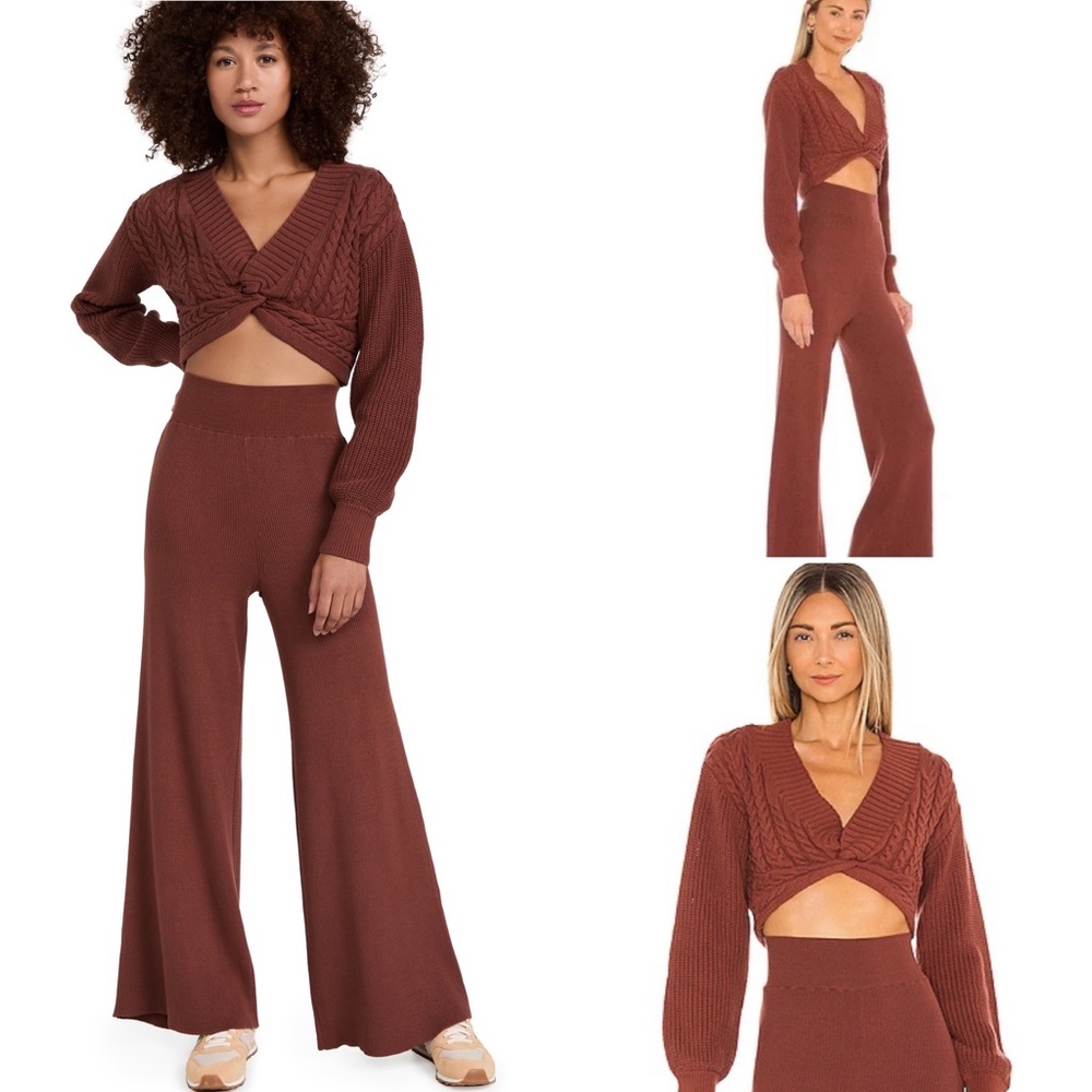 Free People Emilie Sweater Set NWT Size Large Cherry Cola